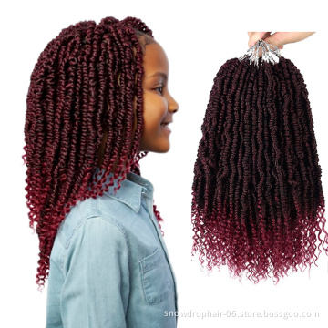 Synthetic Kids Natural Curly Waterwave Ombre Box Spring Water Wave Wholesale Bomb Passion Twist Faux Locs Crochet Hair Braids